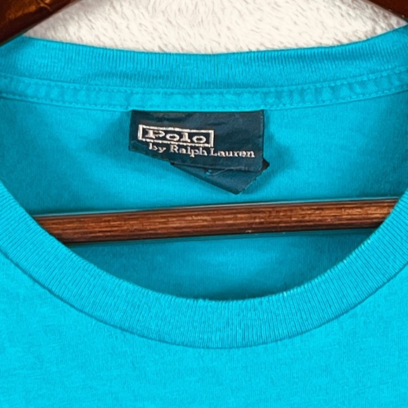 Polo Ralph Lauren Mens XL Crewneck T Shirt Turquoise Cotton Logo Short Sleeves - Picture 5 of 11